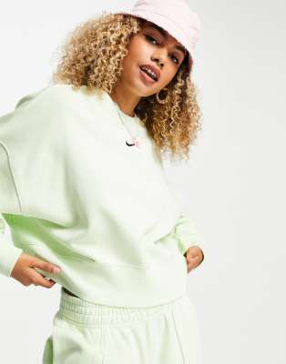 Nike cropped fleece sweatshirt in lime green