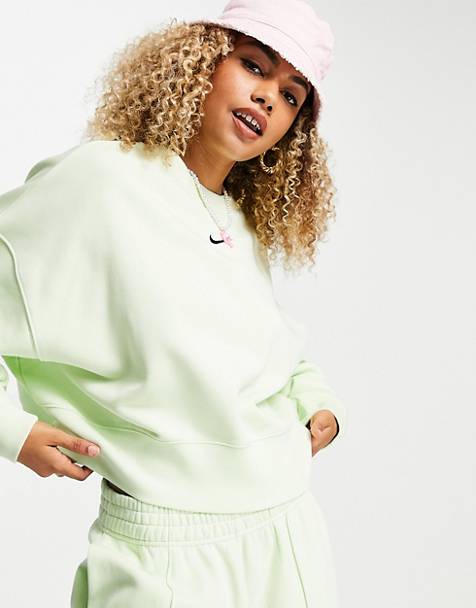 나이키 우먼 맨투맨 Nike cropped fleece sweatshirt in lime green,Lime ice