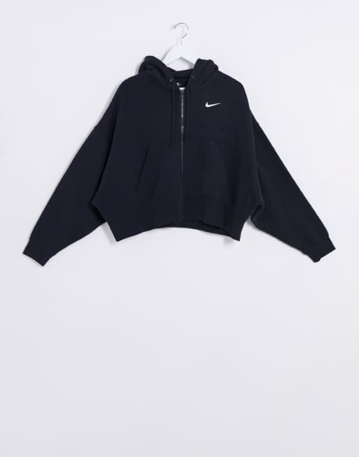 Nike black cropped zip up hoodie new arrivals