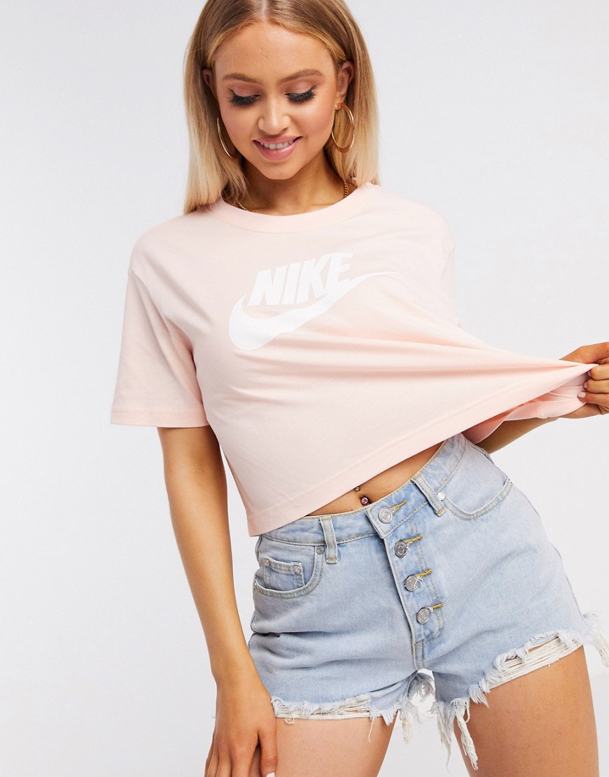 Nike cropped Futura logo t-shirt in pink