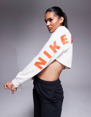Nike Cropped Long Sleeve T-shirt In Gray