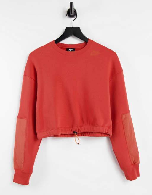 brown nike cropped sweatshirt