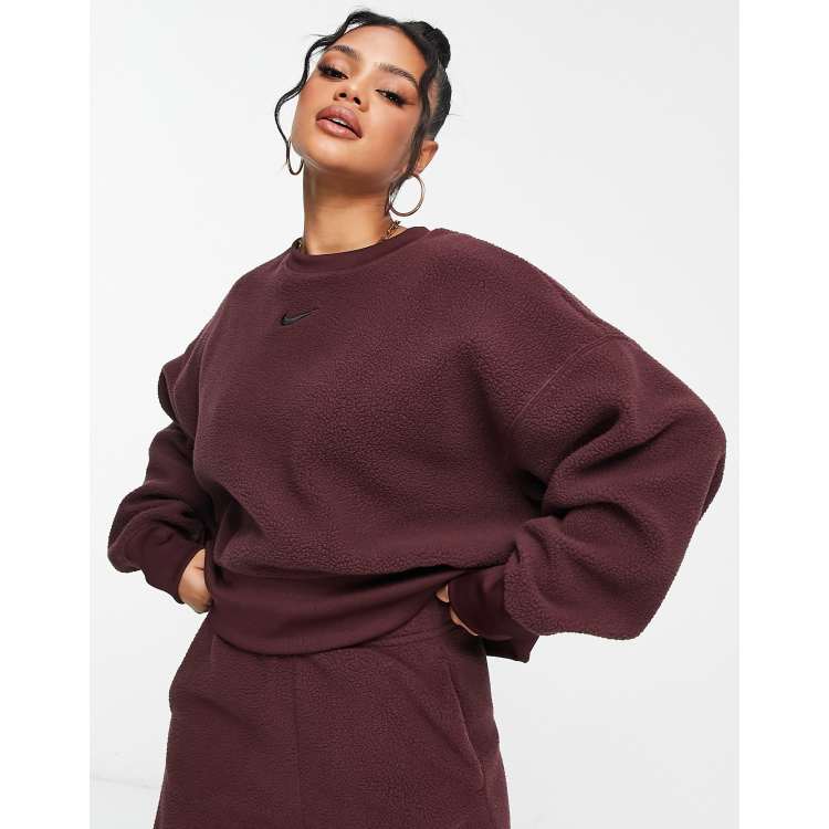 cropped sweatshirt in burgundy | ASOS