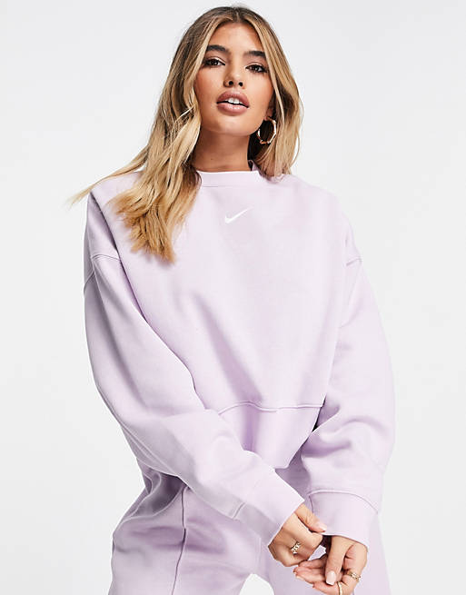 Nike - Cropped sweatshirt van fleece met mini-swoosh in lila