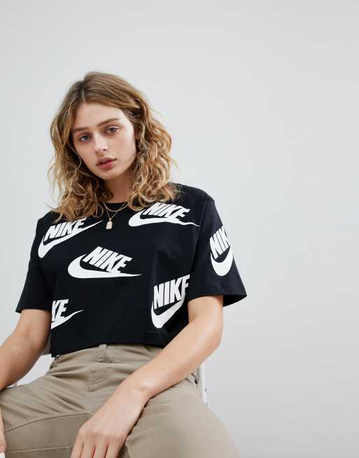 Nike Cropped T Shirt In All Over Futura Print