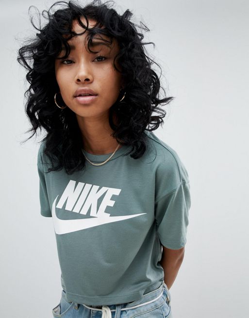 Nike Cropped T-Shirt In Green | ASOS