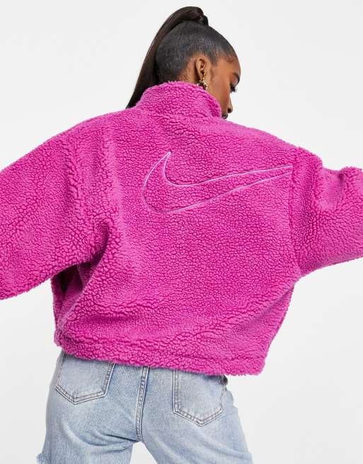 Nike cropped teddy fleece in purple | ASOS