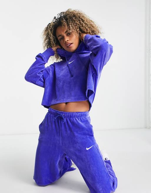 Blue nike cropped hoodie new arrivals