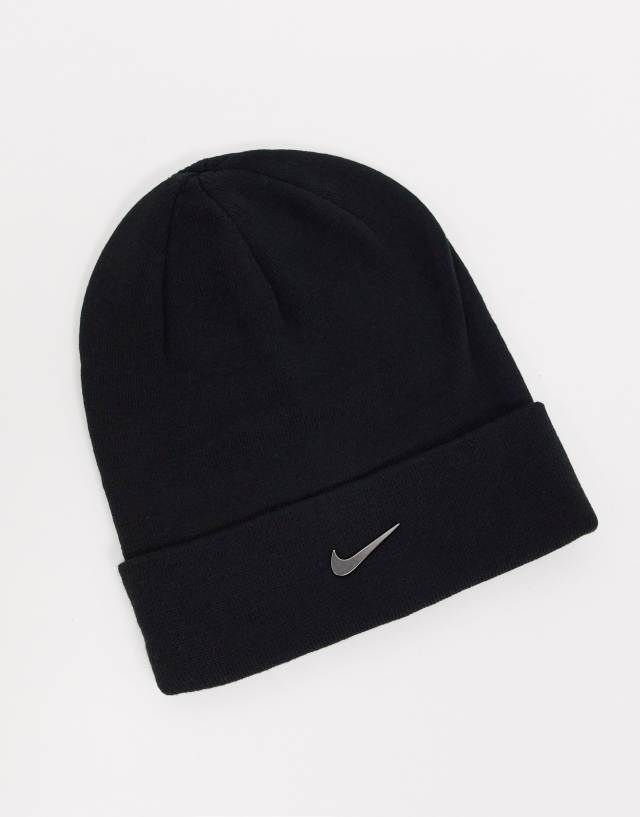 Nike cuffed swoosh beanie in black