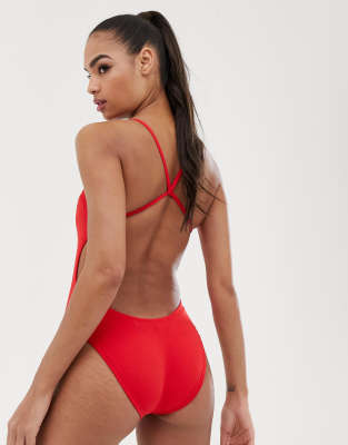 asos red swimming costume