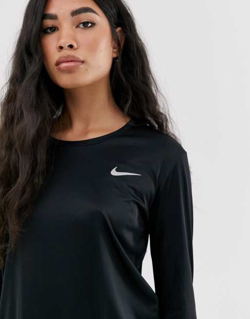 Nike – Czarna koszulka do biegania z długim rękawem, 3 z 4