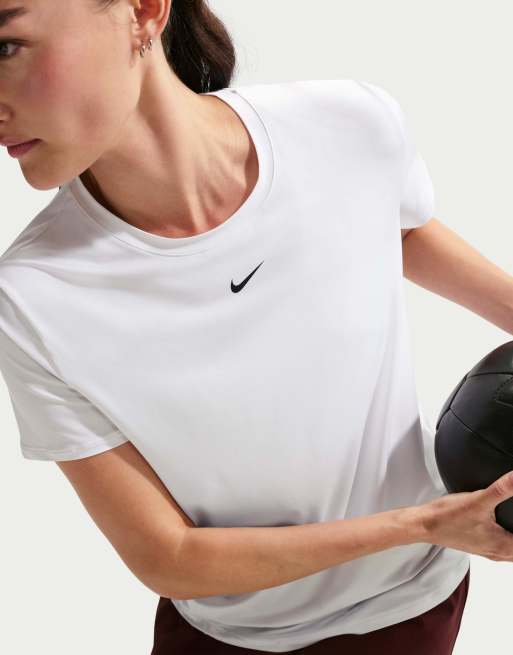 Nike Damen One Classic Dri-FIT Kurzarm-Top in Weiß, 3 von 4
