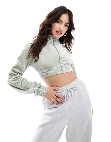 Nike - Dance - Cropped longsleeve van fluweel in groen - view 1