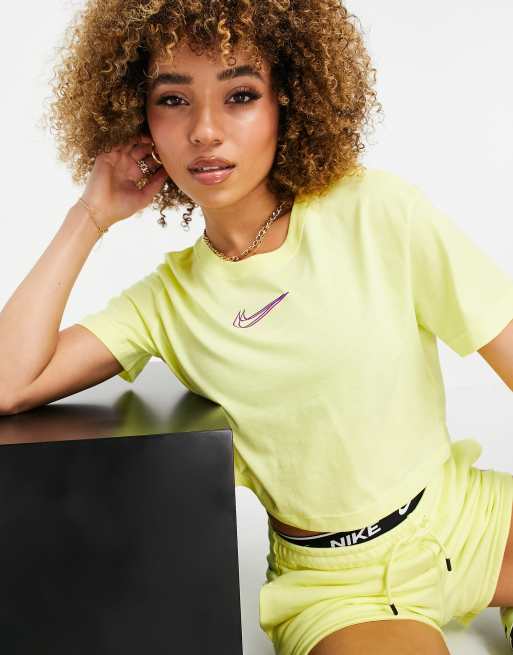 Nike Dance cropped t shirt in citron yellow