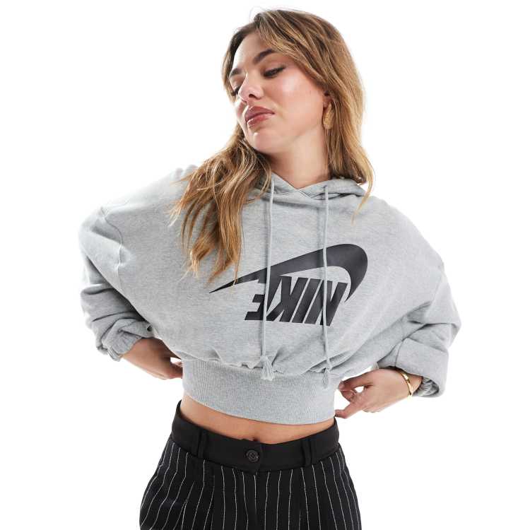 Nike Dance Felpa con cappuccio taglio corto grigia con logo ASOS