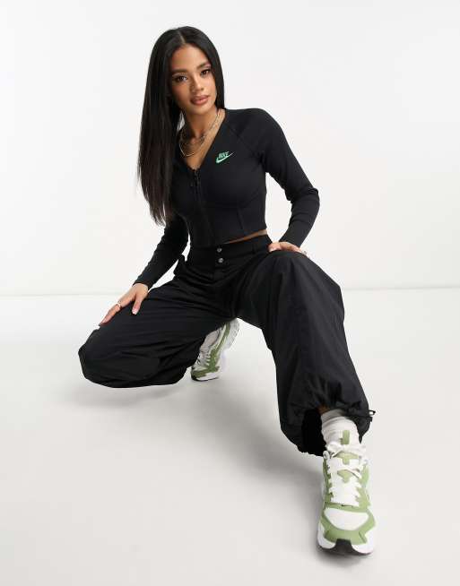 Nike - Dance - Geribbelde korsettop met lange mouwen in zwart, 4 van 4