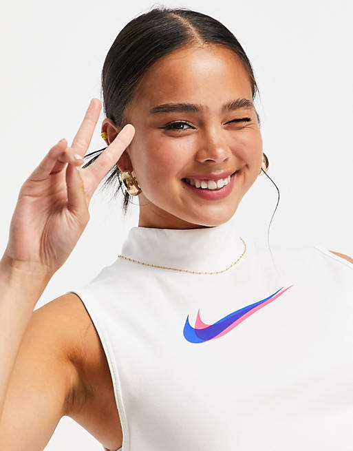 Nike Dance mock neck sleeveless top in white