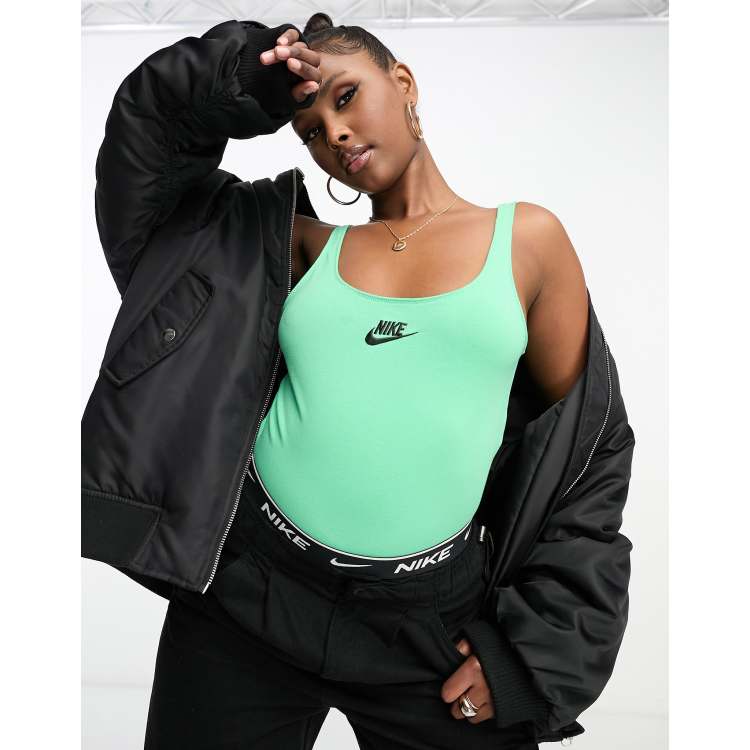 Nike fluro green short sleeve bodysuit best sale