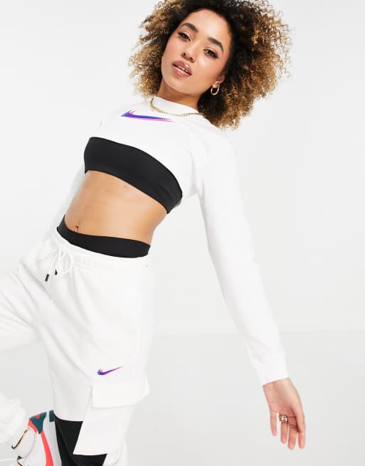 Nike Dance super crop long sleeve top in white ASOS