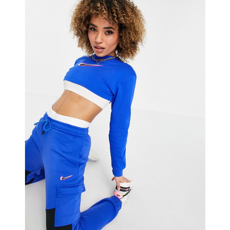 Top vflpu Nike - Dance - Top a maniche lunghe super corto blu reale