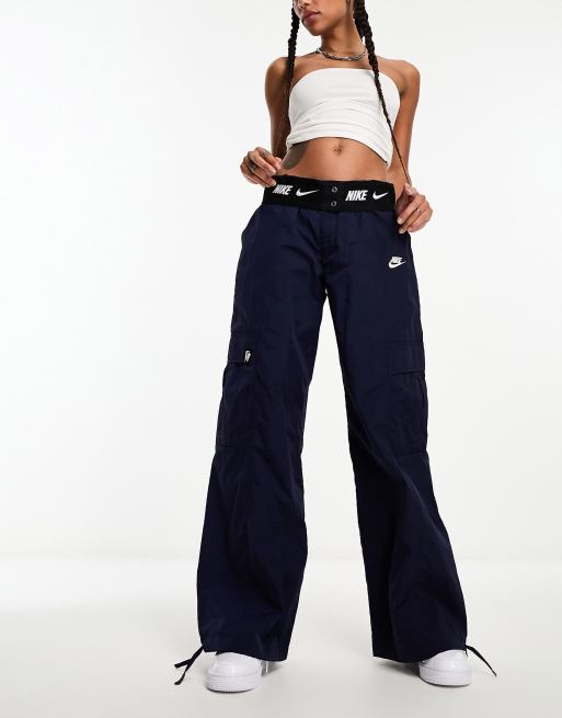 Nike Trend woven baggy parachute pants in light blue