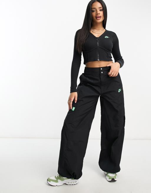 High Waist Woven Pocket Cargo Trousers