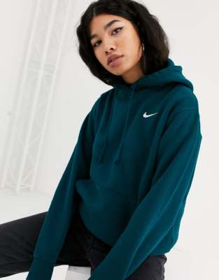 nike washed blue mini swoosh oversized hoodie