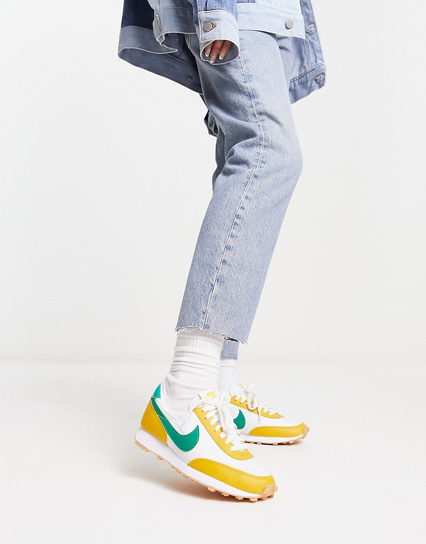 Nike Daybreak sneakers in white, neptune green and yellow ochre