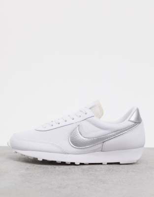 nike white and silver trainers