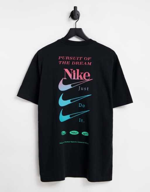 Nike DNA M90 oversized graphic back print t-shirt in black | ASOS