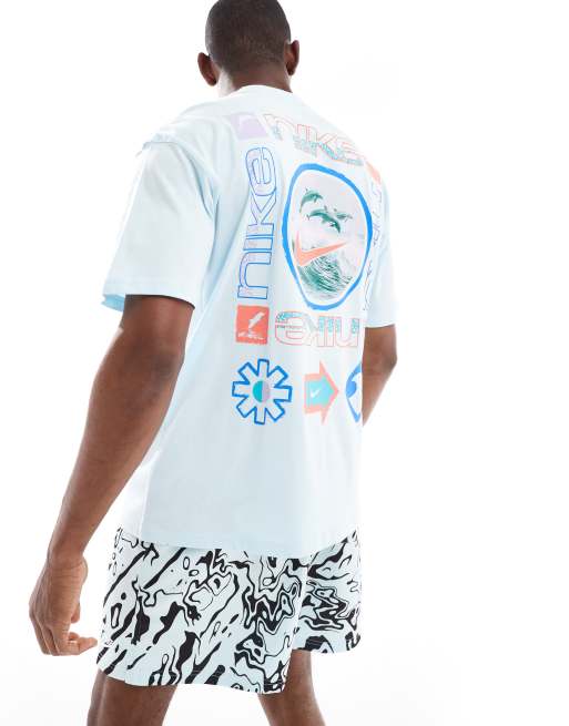Nike Dolphin backprint T-shirt in light blue | ASOS