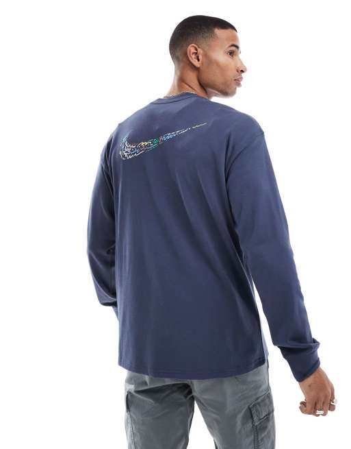 Nike Doodle Swoosh graphic longsleeve t-shirt in dark blue