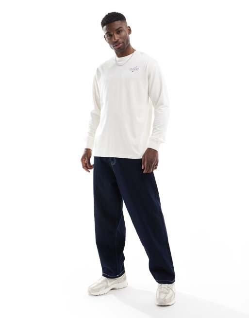 Nike Doodle Swoosh graphic longsleeve T-shirt in white