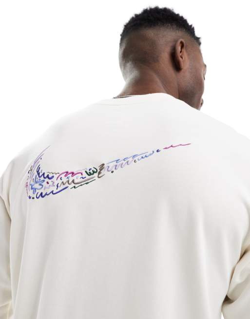 Nike Doodle Swoosh graphic longsleeve T-shirt in white