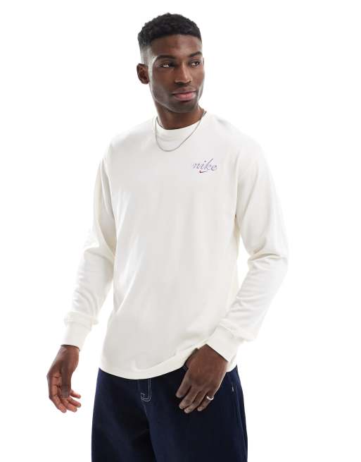 Nike Doodle Swoosh graphic longsleeve T-shirt in white