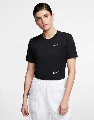 Nike double swoosh crop top in black | ASOS