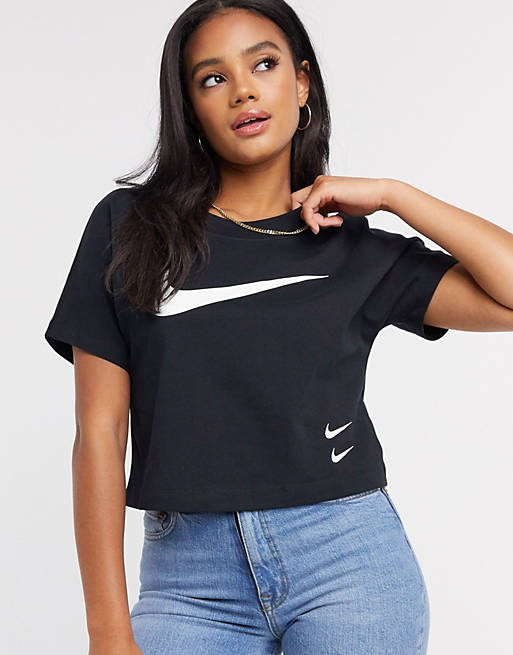 Nike double swoosh t-shirt in black | ASOS