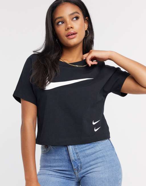 Nike double swoosh t shirt in black ASOS