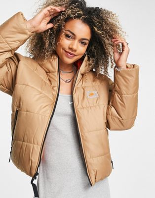 Nike classic padded jacket with hood in brown and safety orange - ASOS Price Checker