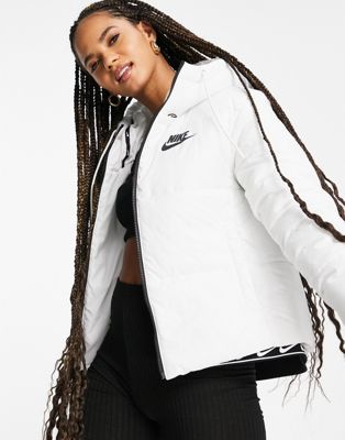 Femme Nike - Doudoune classique avec capuche et bandes - Blanc