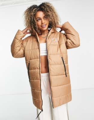 Nike - Doudoune longue classique à capuche - Kaki et orange