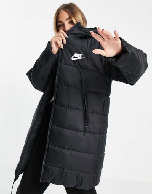 Nike Doudoune longue classique capuche Noir ASOS