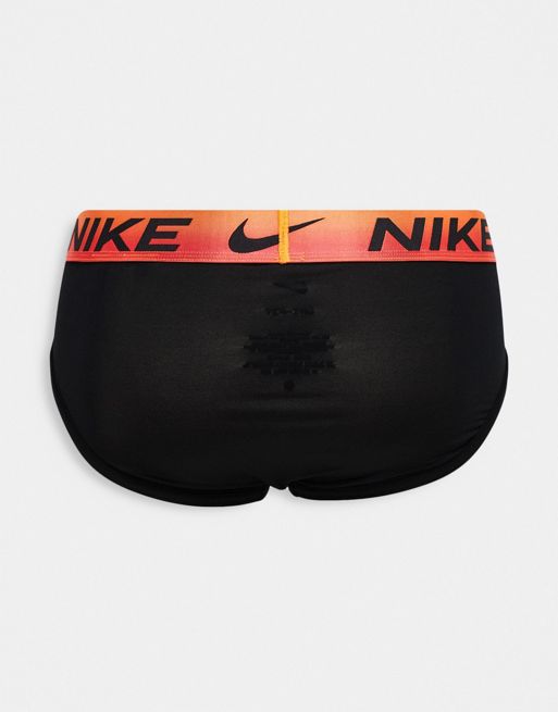 Nike Dri-Fit 3 pack microfibre briefs in black with gradient waistband