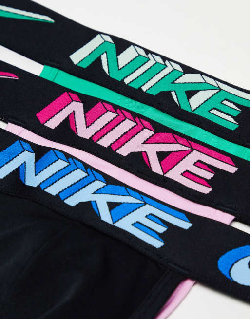 Nike Dri-Fit 3 pack microfibre jock straps in black, green and pink, 3 of 4