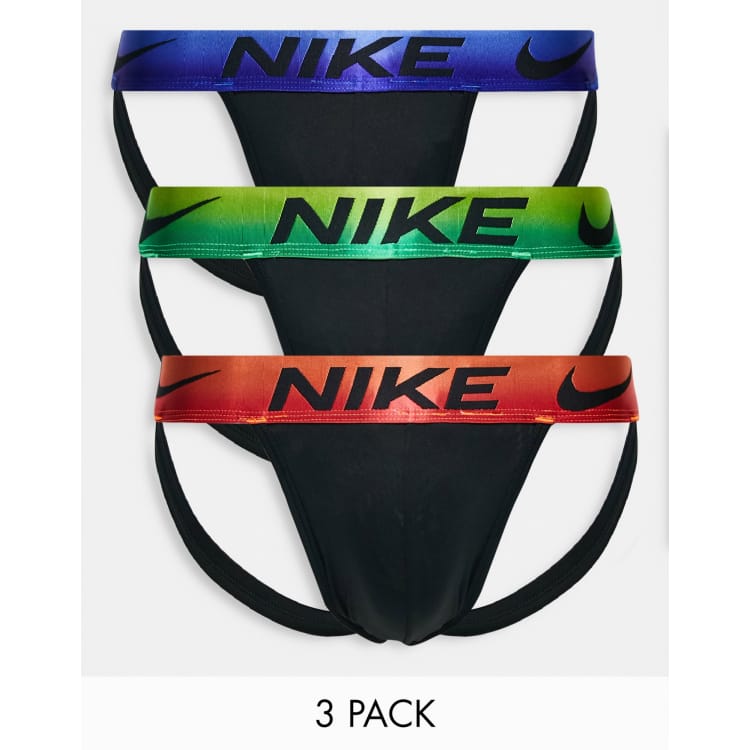 Nike Dri-Fit pack microfibre jock straps in black with gradient