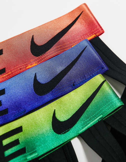 Nike Dri-Fit 3 pack microfibre jock straps in black with gradient waistband