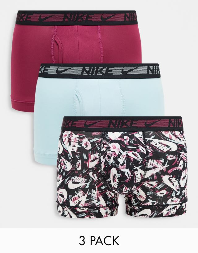 Nike - dri-fit 3 pack stretch microfibre trunks with swoosh print