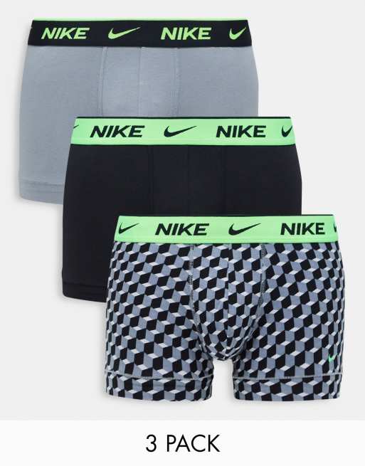Nike - Dri-FIT - Confezione da 3 boxer aderenti con stampa geometrica in cotone elasticizzato