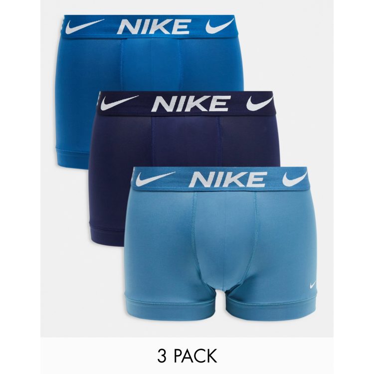 Nike – Dri-FIT Essential – 3er-Pack Mikrofaser-Unterhosen in Marineblau und  Blau