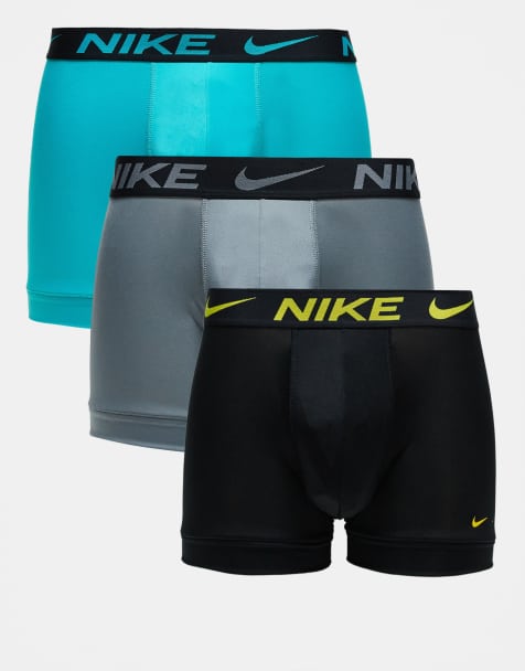 Nike - Dri-FIT Essential - Confezione da 3 boxer aderenti in microfibra blu/neri/grigi - view 1